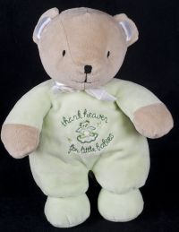 Carters Thank Heaven for Little Babies Green Teddy Bear Lovey Plush